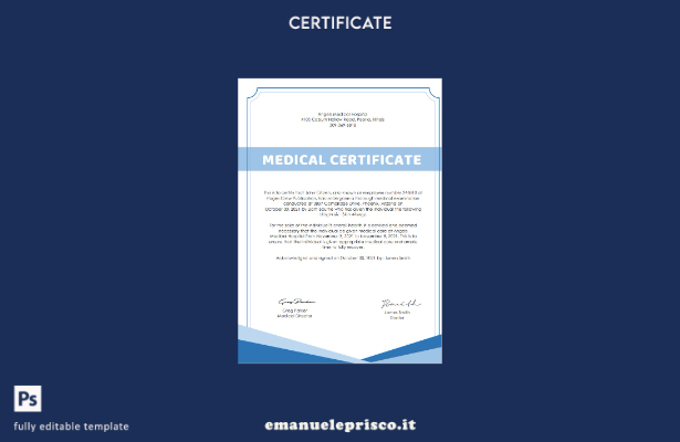 modello di certificato medico ospedaliero USA stile verificato